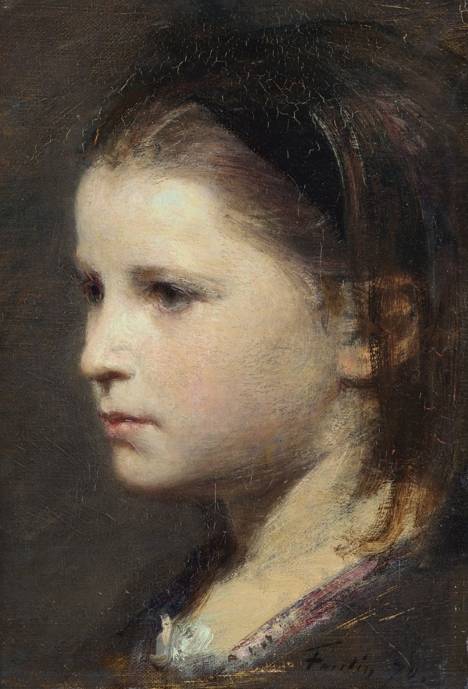 Head of a young girl by Ignace Henri Jean Fantin-Latour