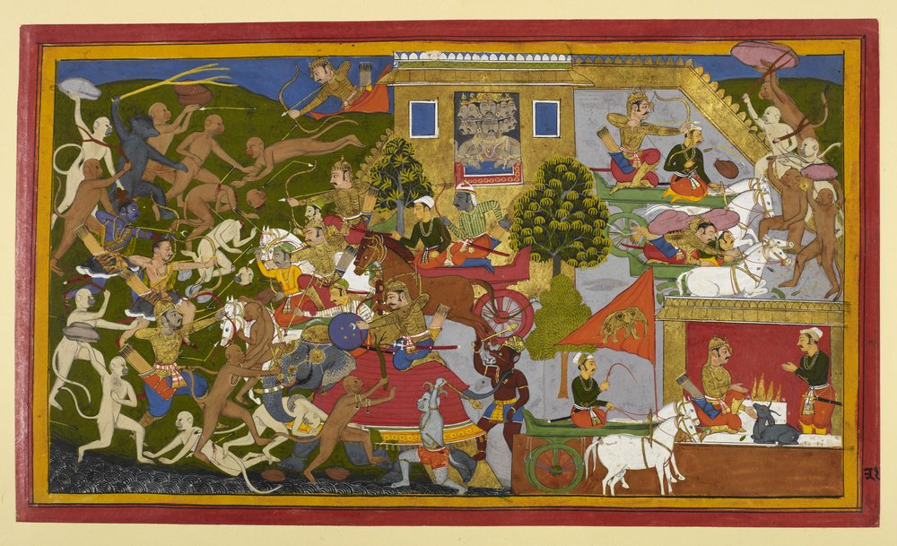 Rama and allies attack demons as Indrajit performs an invisibility ritual