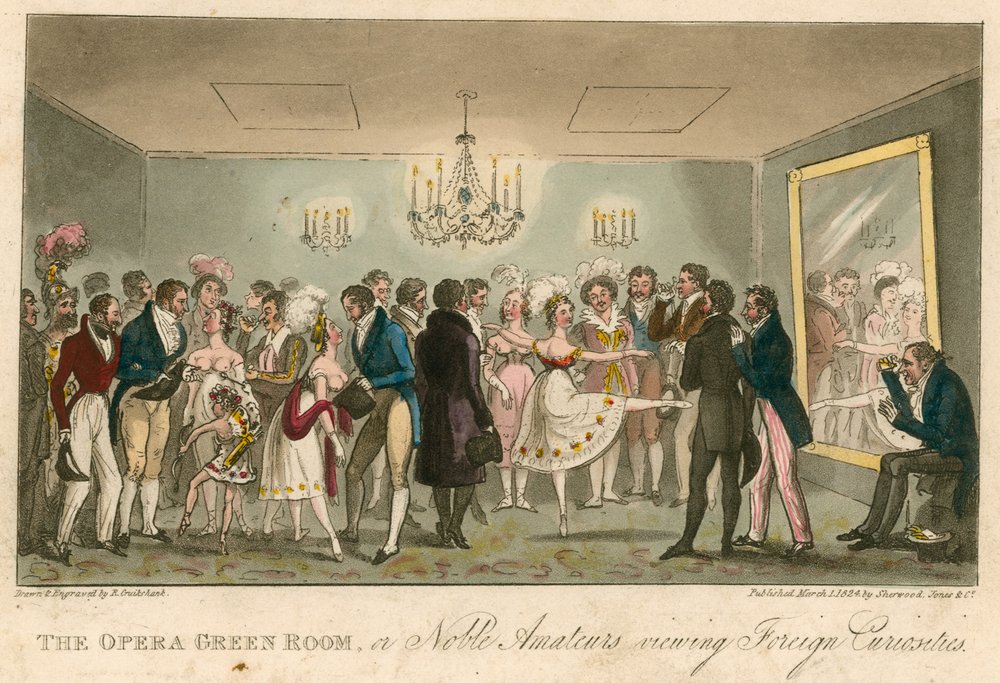 The Opera Green Room, or Noble Amateurs Viewing Foreign Curiosities