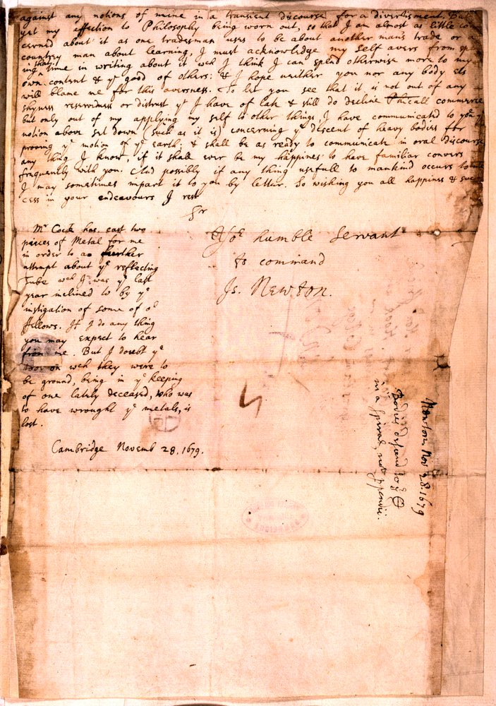 Letter Written by Isaac Newton, 28 November 1679 by Isaac Newton