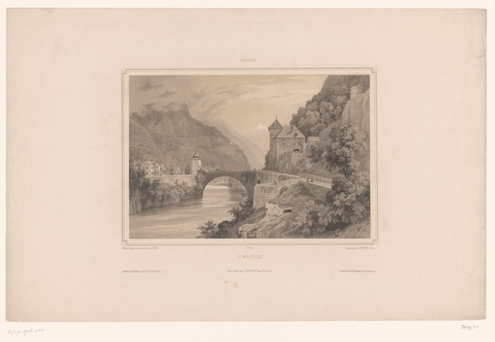View of Saint-Maurice in Switzerland (Views in Switzerland) by Isodore Laurent Deroy