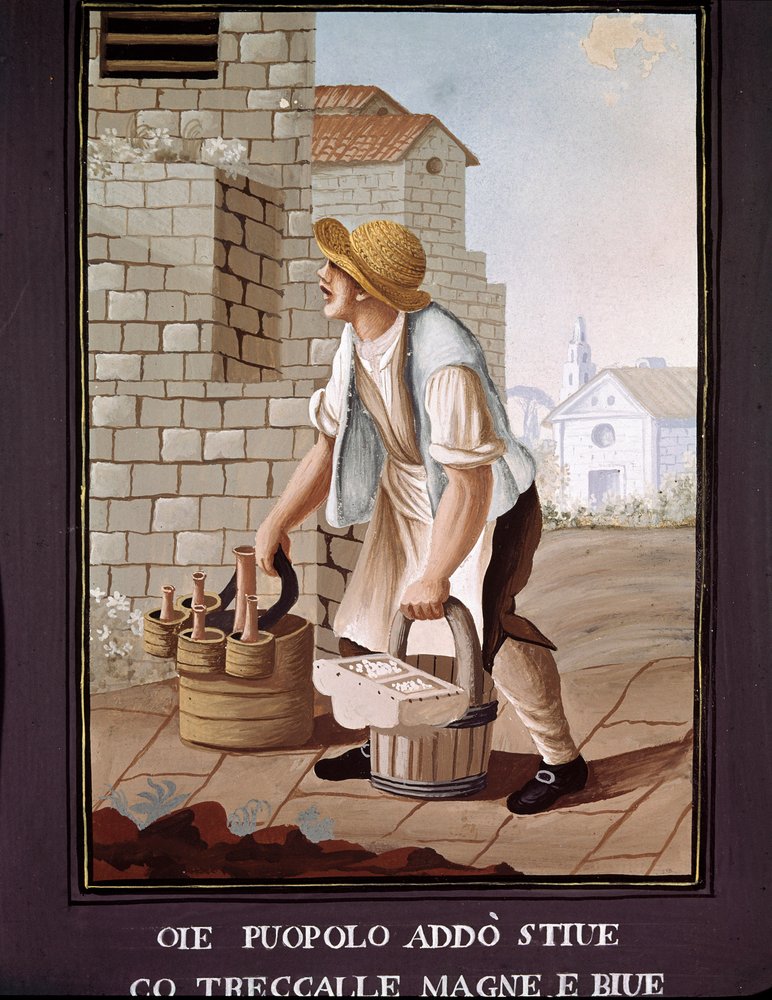 Neapolitan small trades: the travelling seller of food products (grocer). 19th century - Naples, Museo Nazionale di San Martino by Italian School