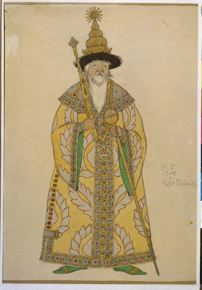 Tsar Dadon. Costume for the opera “The Golden Cockerel” by Nikolai Rimsky-Korsakov (1844-1908). Work by Ivan Yakovlevich Bilibin (1876-1942) by Ivan Yakovlevich Bilibin