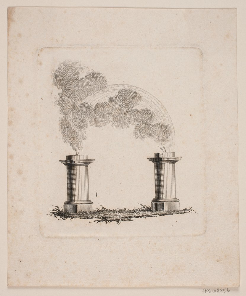 Vignette Depicting Two Altars from Which Smoke Rises and Merges by J.F. Clemens