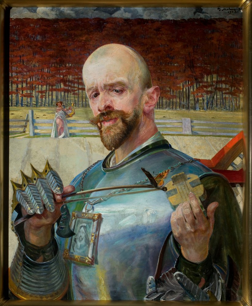 Self-Portrait in Armour with Violins by Jacek Malczewski