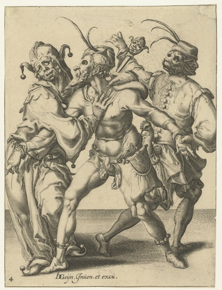 Three Dancing Men by Jacob de Gheyn (II) (workshop of)