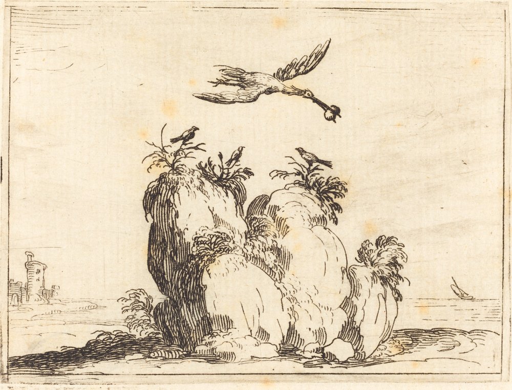 Crane Flying by Jacques Callot