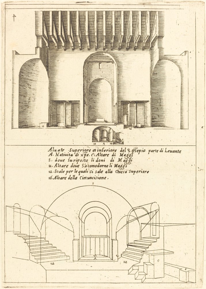 Elevation of the Church of the Holy Manger by Jacques Callot
