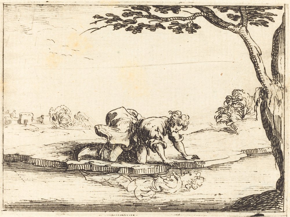 Narcissus Looking in the Water by Jacques Callot