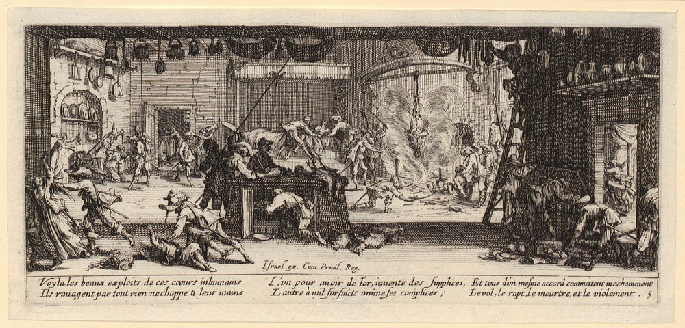 Pillage of a Farm, Plate 5 of the series “The Miseries of War” by Jacques Callot