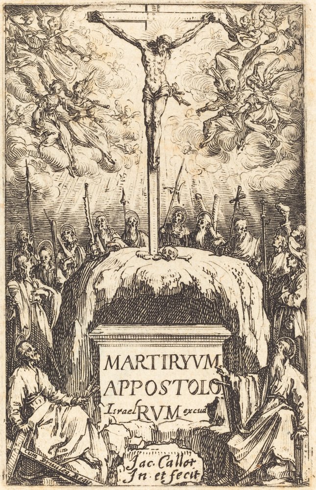 Title Page for "The Martyrdoms of the Apostles" by Jacques Callot