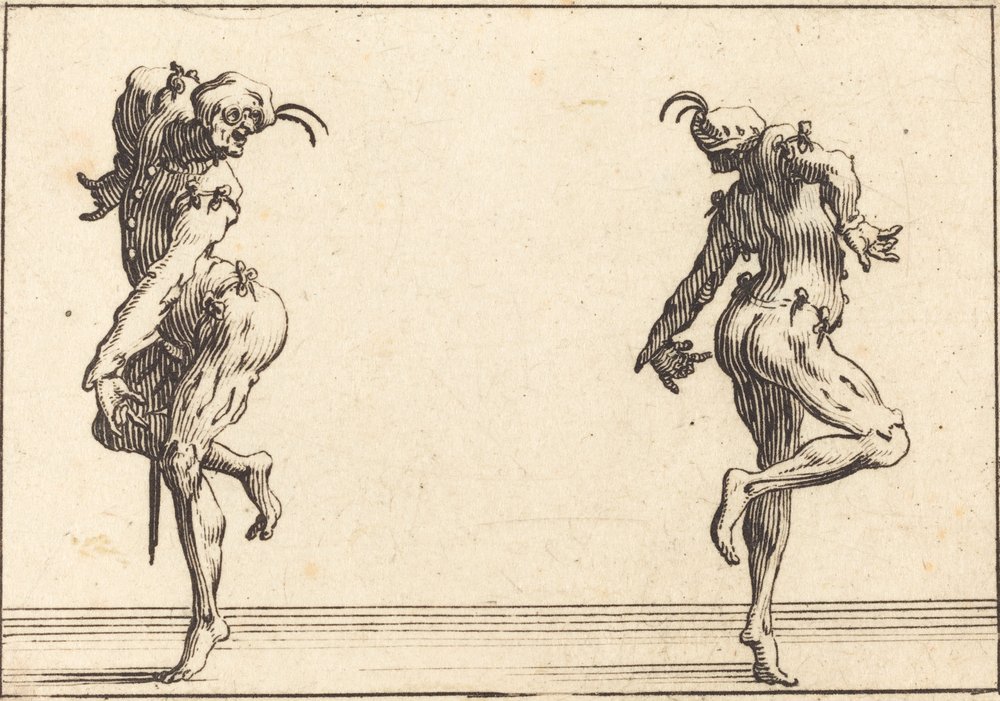 Two Pantaloons Dancing by Jacques Callot