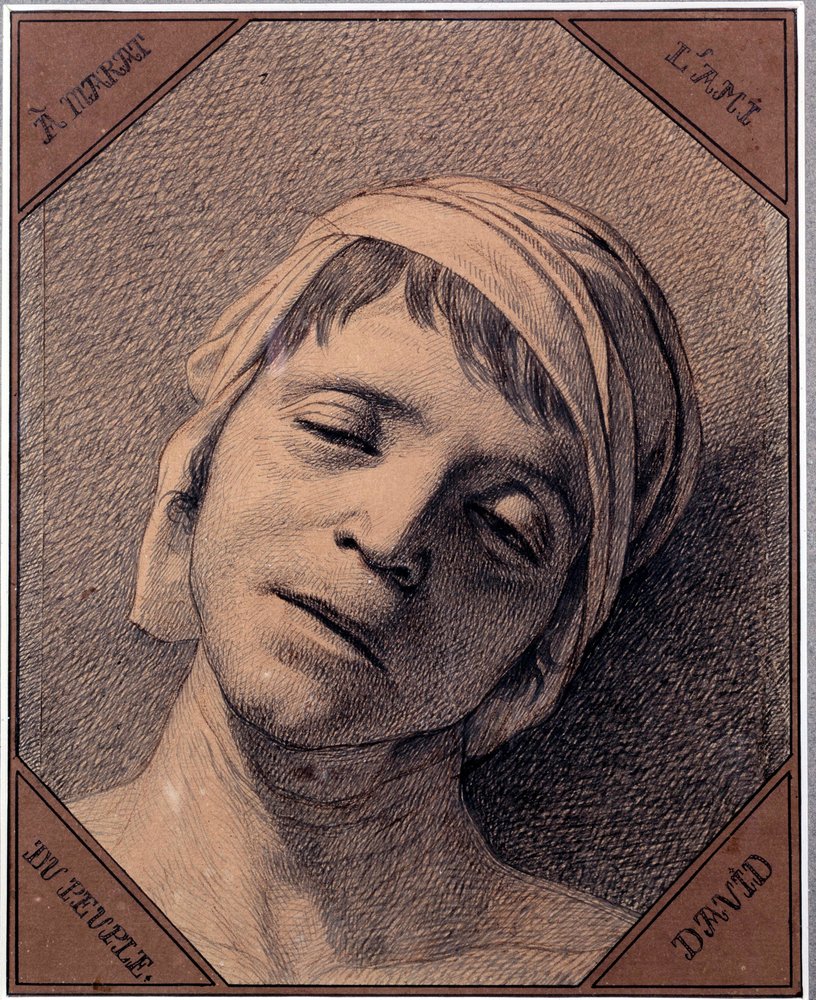 Study from nature of the head of Jean-Paul Marat (1763-1793), assassinated on 13/07/1793. 0.27 x 0.21 m, Versailles, Musée du Château by Jacques Louis David