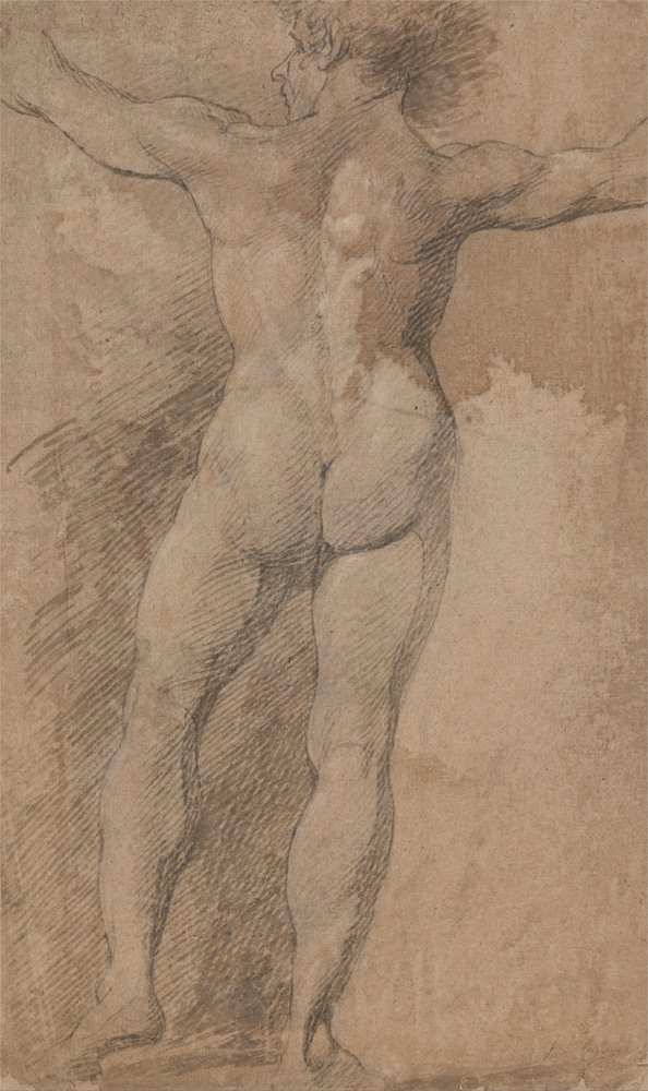 Male Figure with Arms Spread Wide, Seen from Behind by James Barry