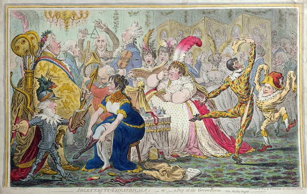 Dilettanti Theatricals, or A Peep at the Green Room, published by Hannah Humphrey in 1803 by James Gillray