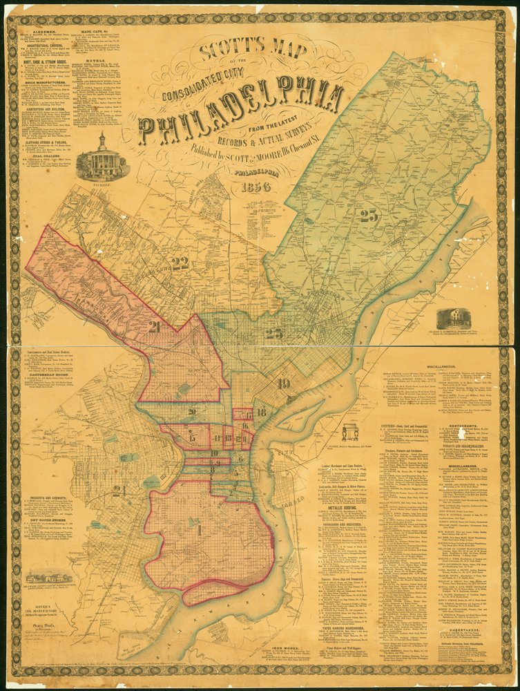 Scott's Map of the Consolidated City of Philadelphia, 1856
