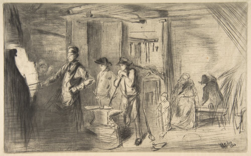 The Forge, from "A Series of Sixteen Etchings of Scenes on the Thames and Other Subjects" by James McNeill Whistler