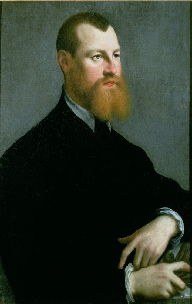 Portrait of a man with a ginger beard by Jan Stephen van Calcar