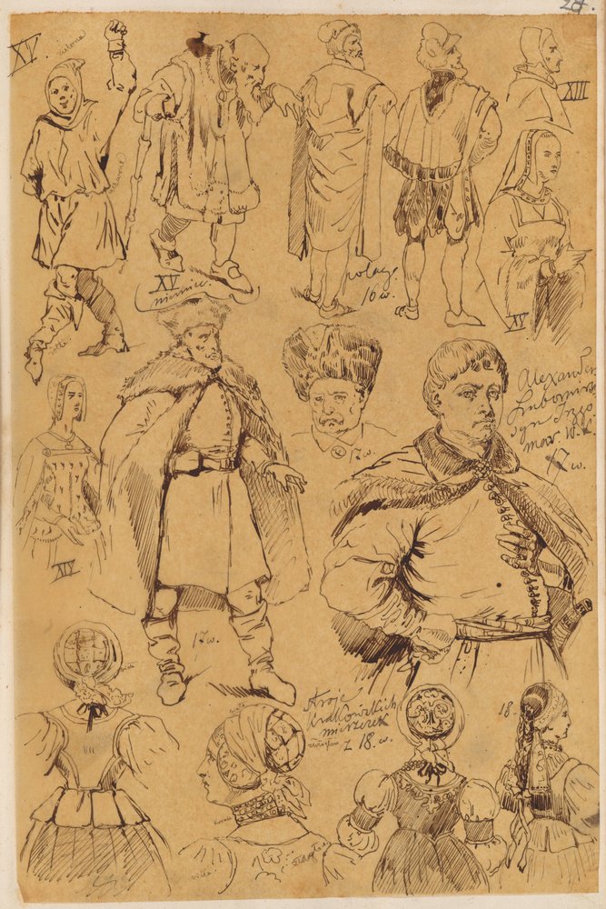 Skarbczyk. Fourteen People: Men and Women in Clothing from the 13th, 15th, 16th, 17th and 18th Centuries by Jan Matejko