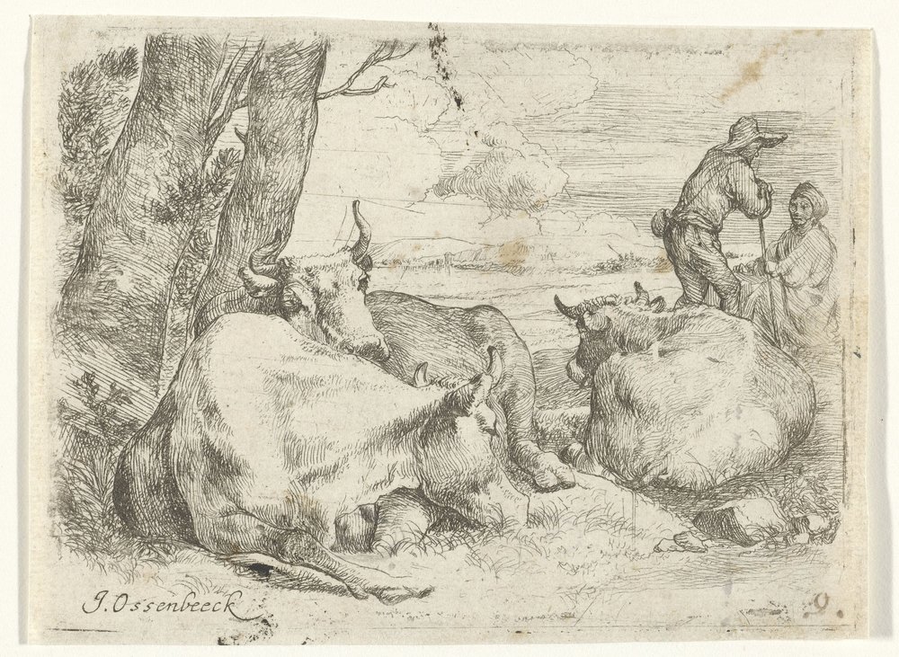 Three Cows and Two Shepherds by Jan van Ossenbeeck