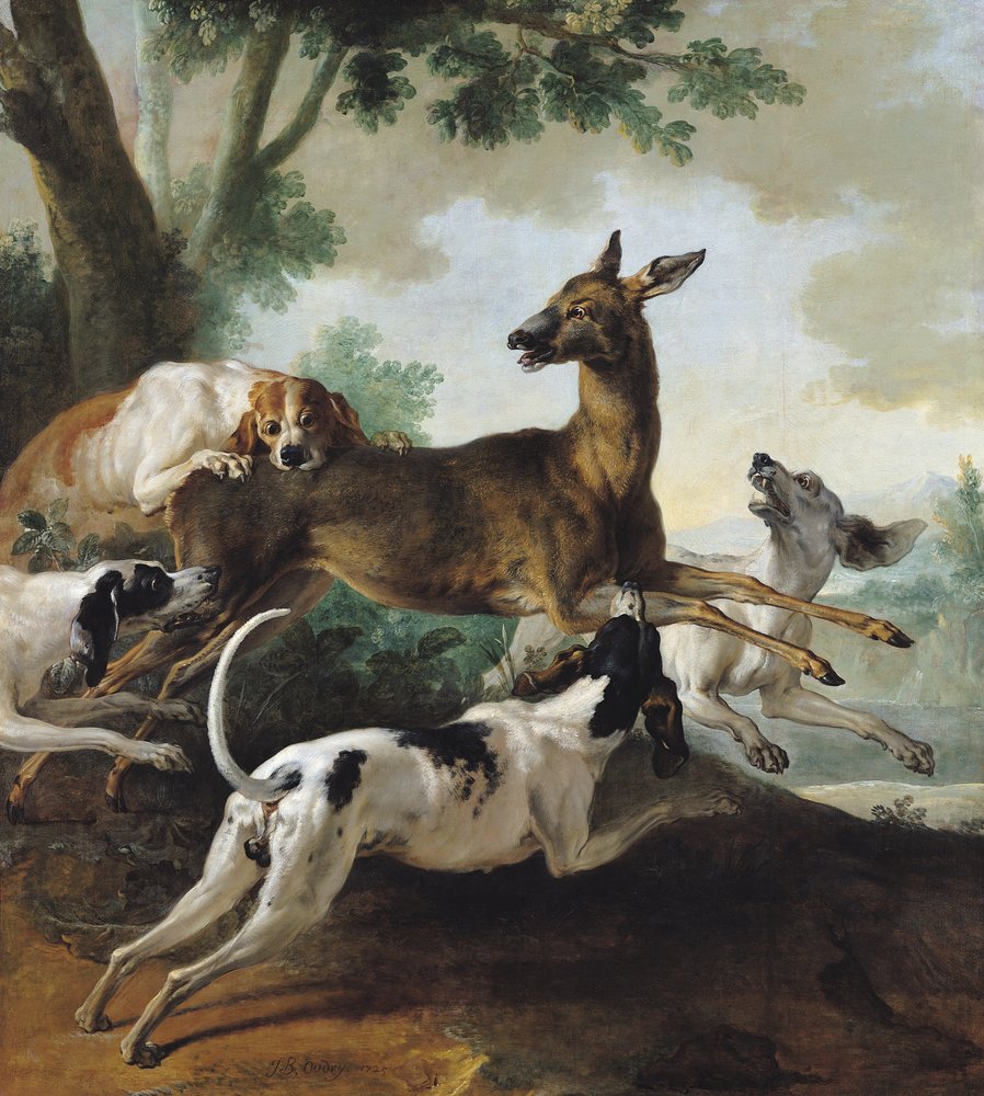 A Deer Chased by Dogs by Jean-Baptiste Oudry