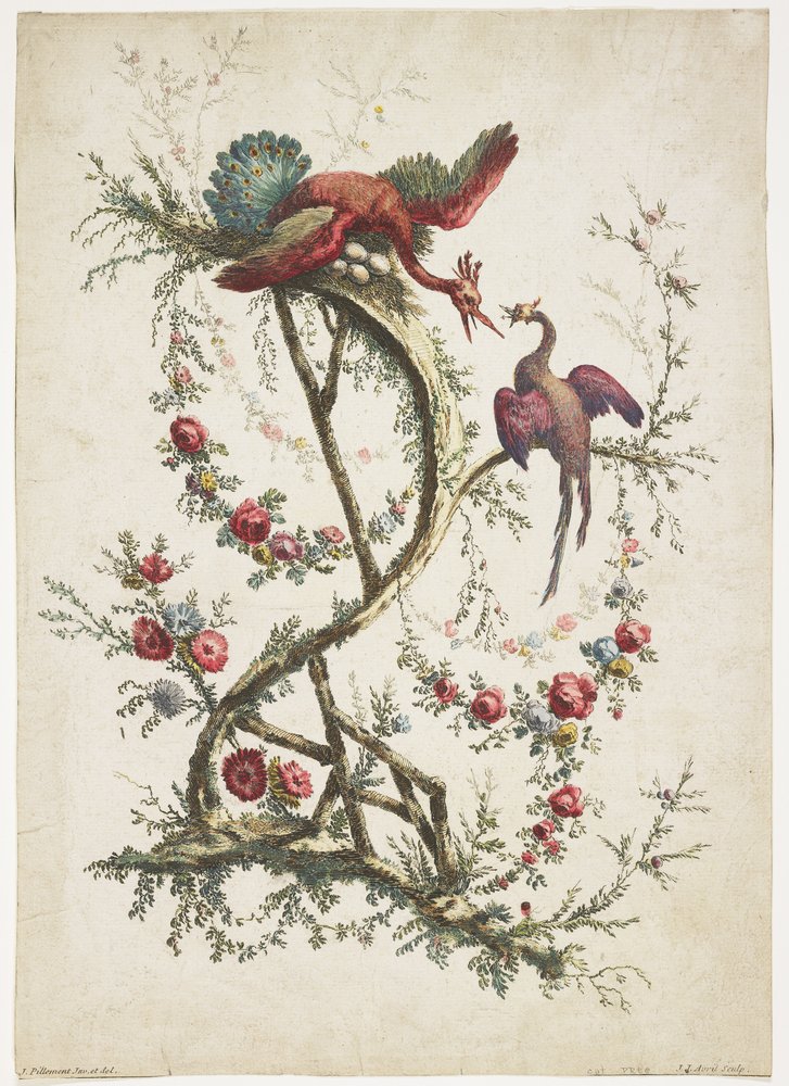 Ornament. Chinoiserie. Flowers and Birds, 1770 by Jean Baptiste Pillement