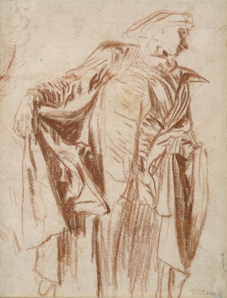 Actor Standing with Head Turned to the Right by Jean-Antoine Watteau