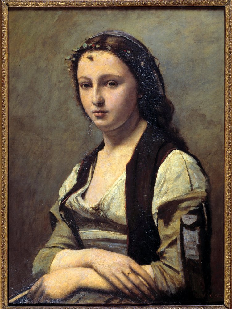 The woman with the pearl by Jean-Baptiste-Camille Corot