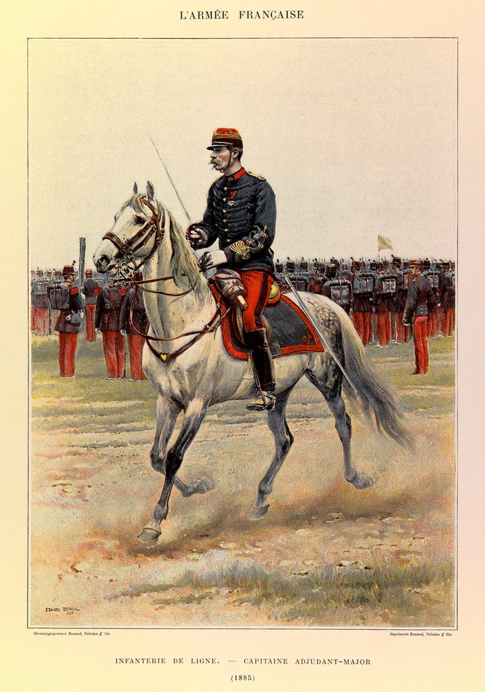 Types and Uniforms of the French Army by Captain Jules Richard, Illustrated by Edouard Detaille: Line Infantry: Captain Warrant Officer in 1885 by Jean-Baptiste Edouard Detaille