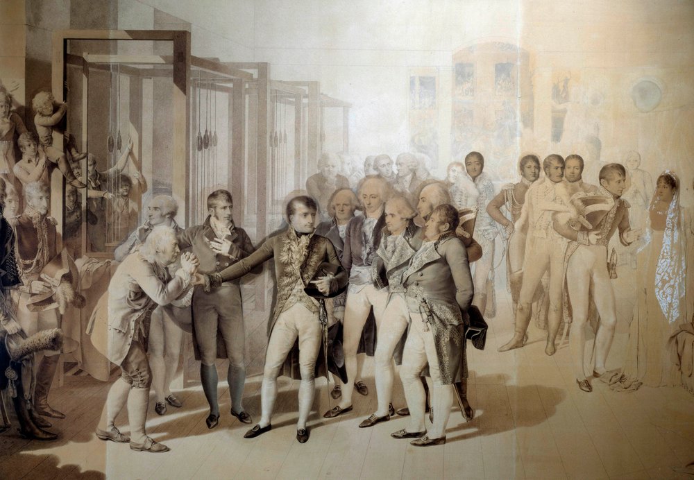 Napoleon Bonaparte, First Consul, visits the velvet factory of the ...