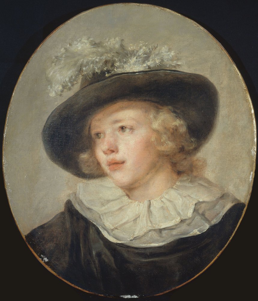Portrait of a Young Boy with a Feathered Hat, Circa 1785 by Jean-Honore Fragonard