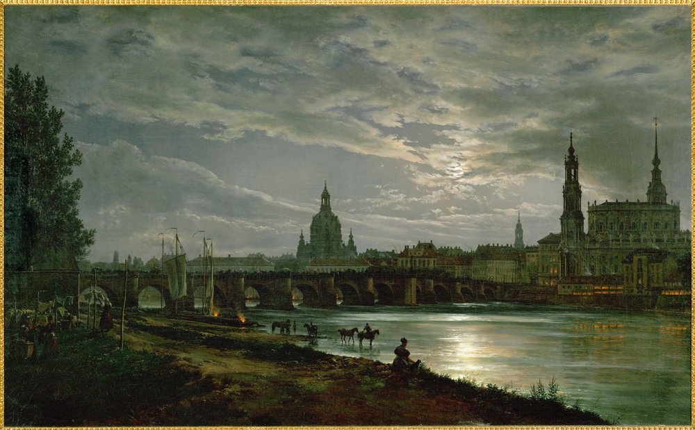 A View of Dresden by Moonlight by Johan Christian Dahl