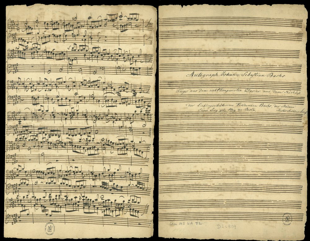 Autographed score of 'The Complete Fugue in B Major (no. 25)' from the ...