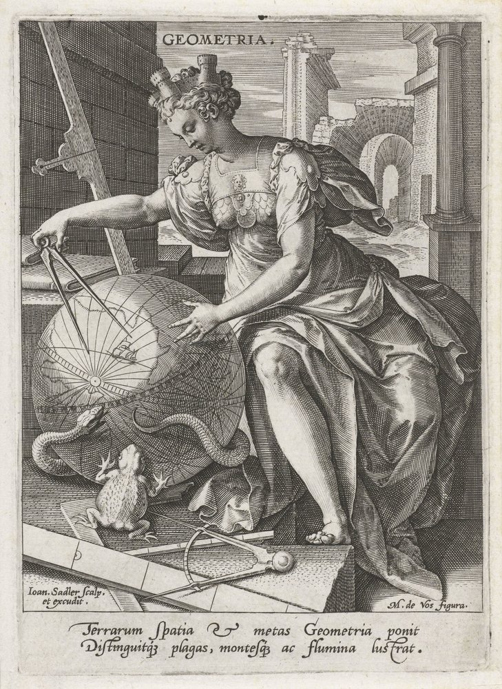 Geometry (title on object); The seven liberal arts (artes liberales) (series title) by Johann Sadeler (I)