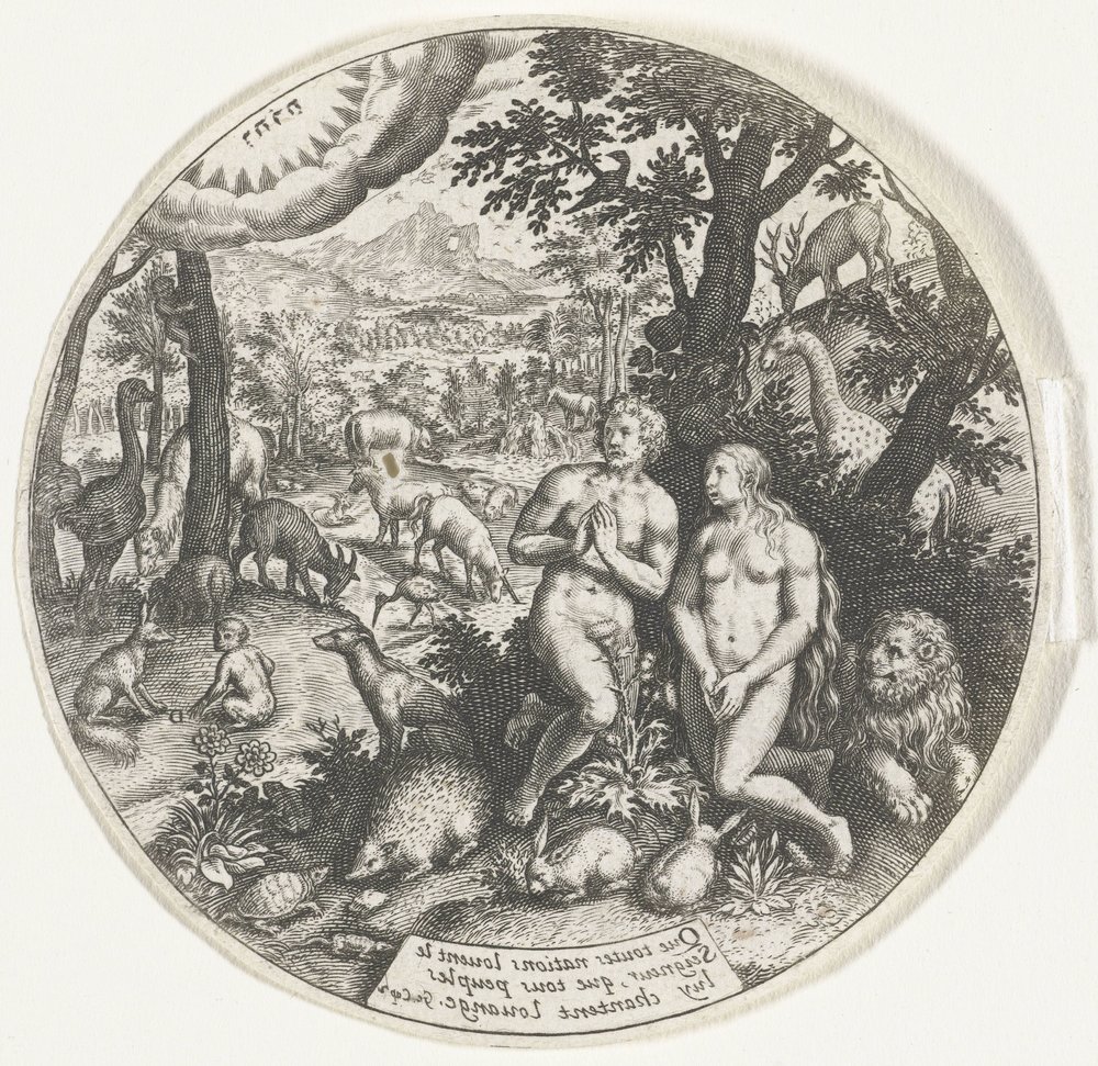 God Speaking with Adam and Eve in Paradise by Johann Theodor de Bry