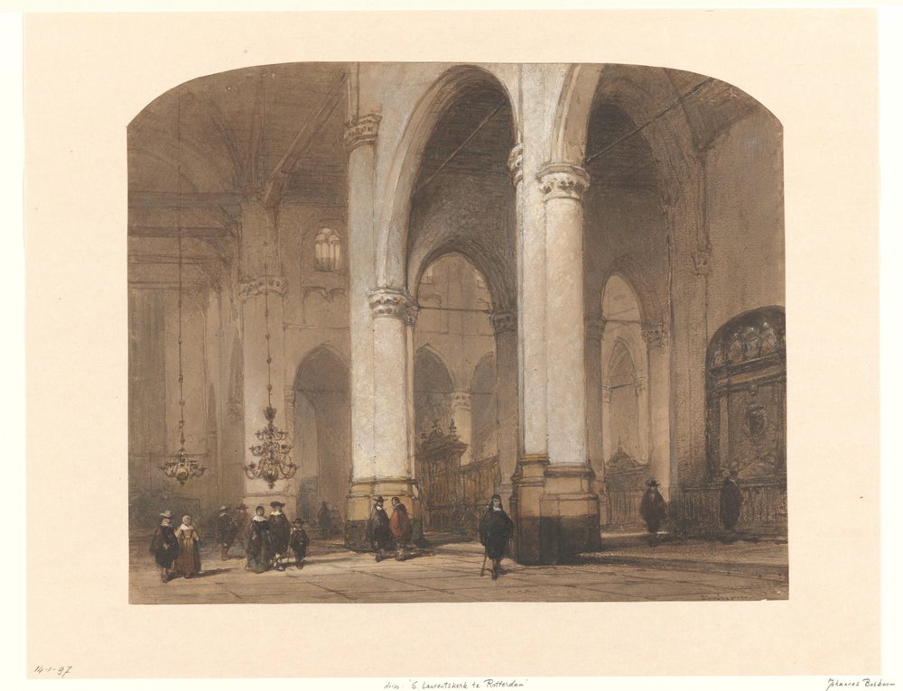 View in the St. Lawrence Church in Rotterdam by Johannes Bosboom