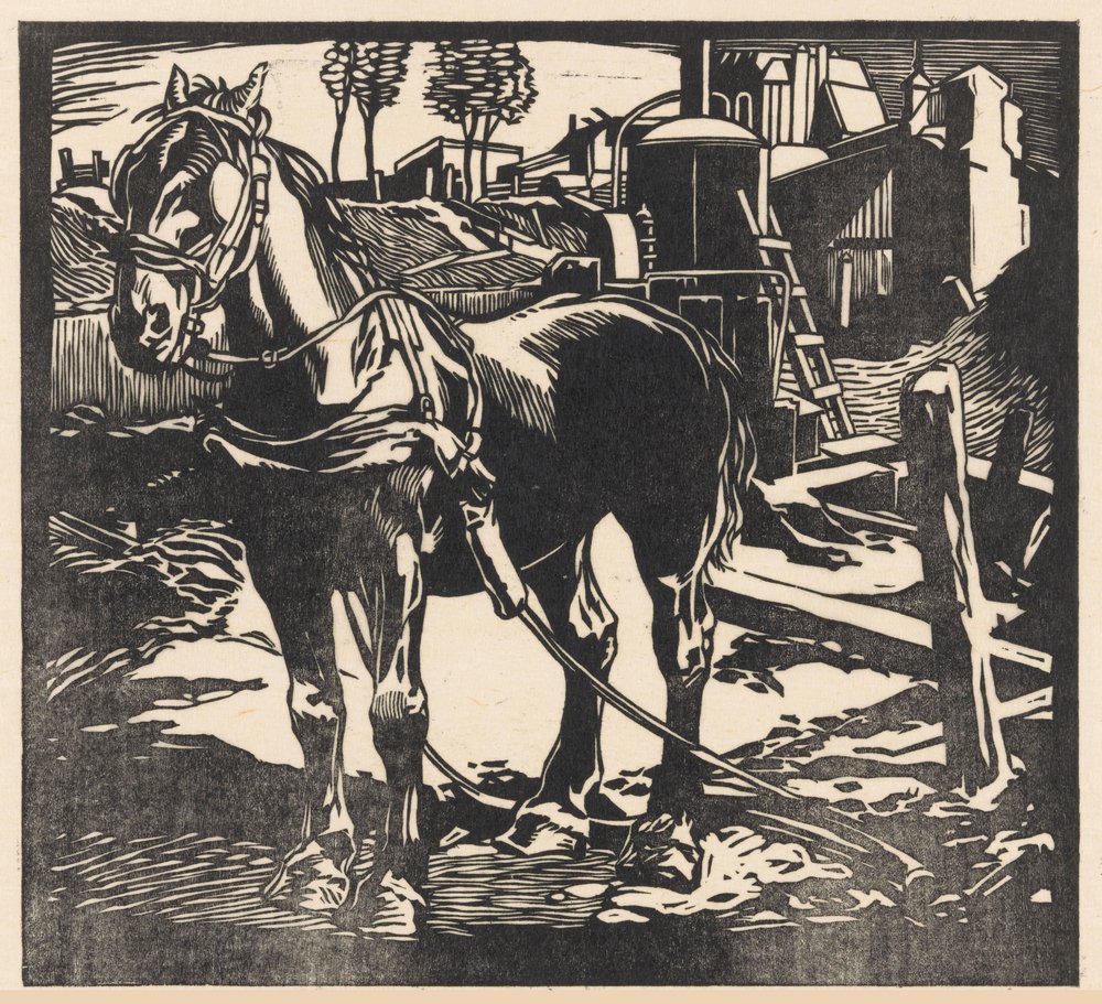 Unhitched Cart Horse by Johannes Josephus Aarts (signed by artist)