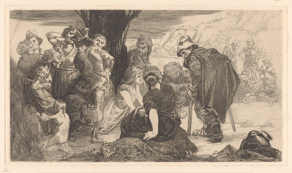 Men, Women and Children by a Tree by Johannes Josephus Aarts