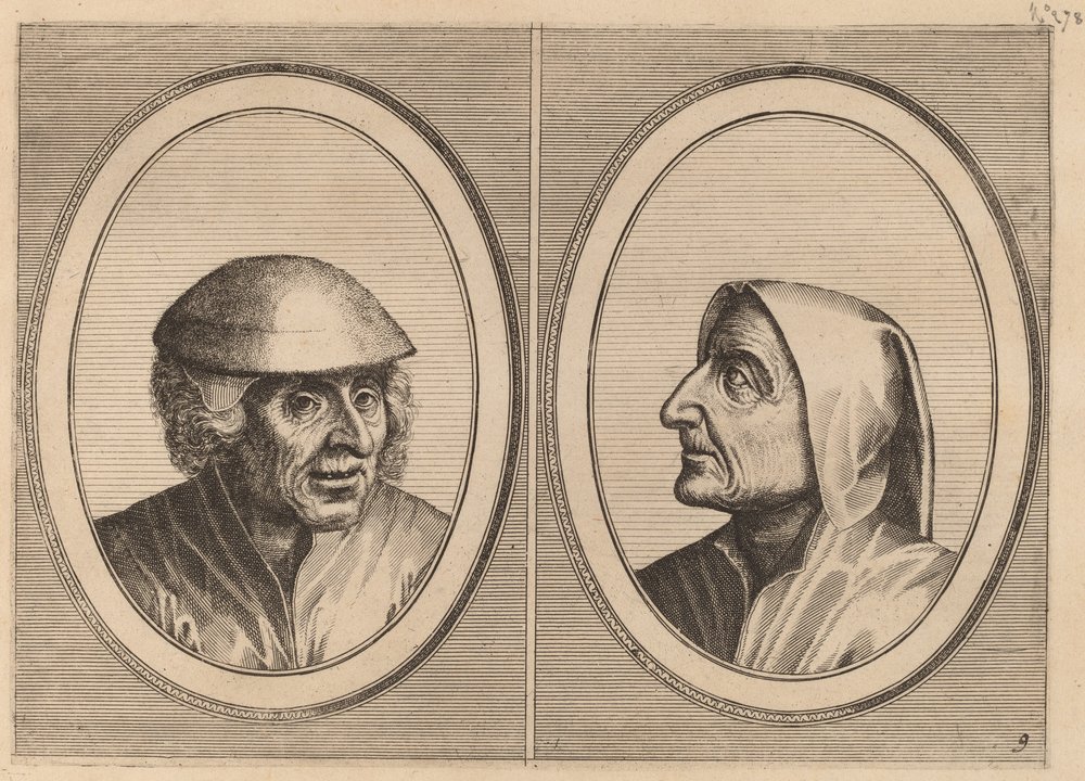 "Kees Geldt-sack" and "Kaarighe Truy" by Johannes and Lucas van Doetechum after Pieter Bruegel the Elder