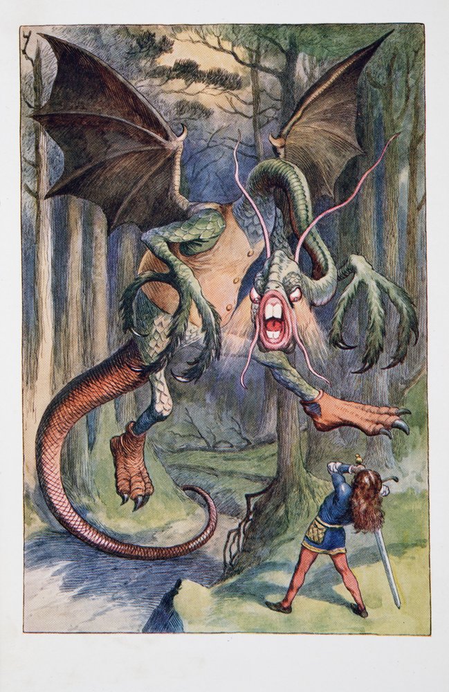 The Jabberwock, with eyes of flame, came whiffling through the Tulgey Wood, Alice