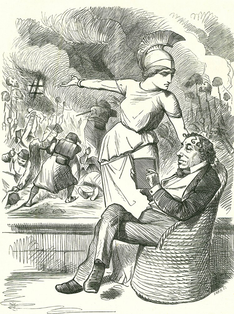 Neutrality Under Difficulties: Benjamin Disraeli Refusing to Take Action Over the Russo-Turkish War. John Tenniel Cartoon from Punch by John Tenniel