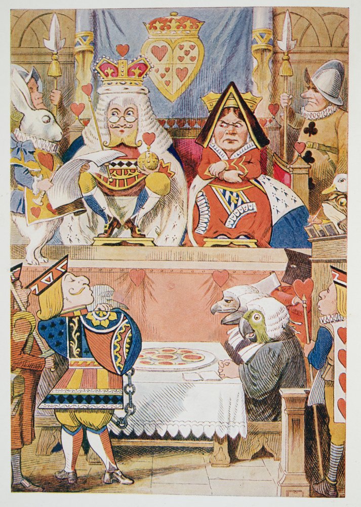 The Trial of the Knave of Hearts, from Alice’s Adventures in Wonderland and Through the Looking-Glass and What Alice Found There, by Lewis Carroll (1832-98), published 1911 by John Tenniel