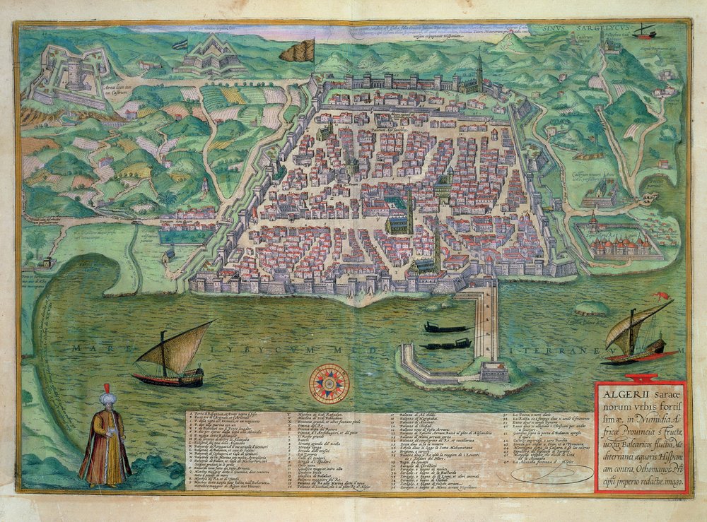 Map of Algiers from 'Civitates Orbis Terrarum' by Joris (after) Hoefnagel