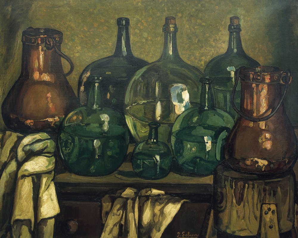 Still Life with Bottle. 1927 by Jose Gutierrez Solana