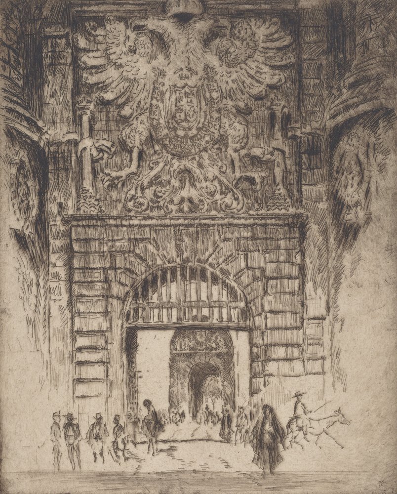 Puerta Visagara, Gate of Madrid, Toledo by Joseph Pennell