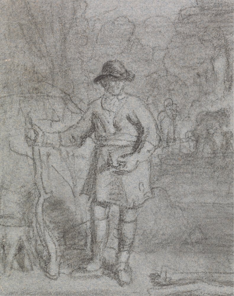 Study of a Man Holding a Stick by Joshua Cristall