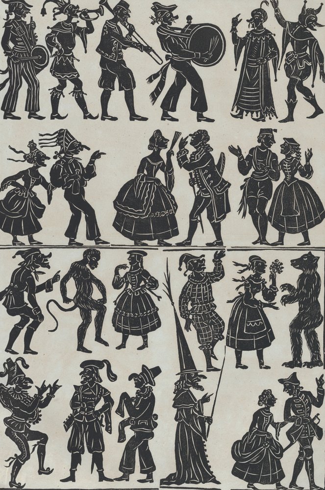 Sheet 7 of figures for Chinese shadow puppets, 1859 by Juan Llorens