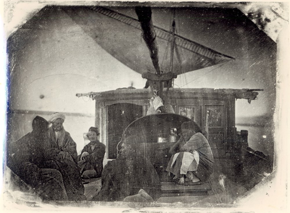 Sailing boat and travellers on the Nile, 1845-6 by Jules Itier