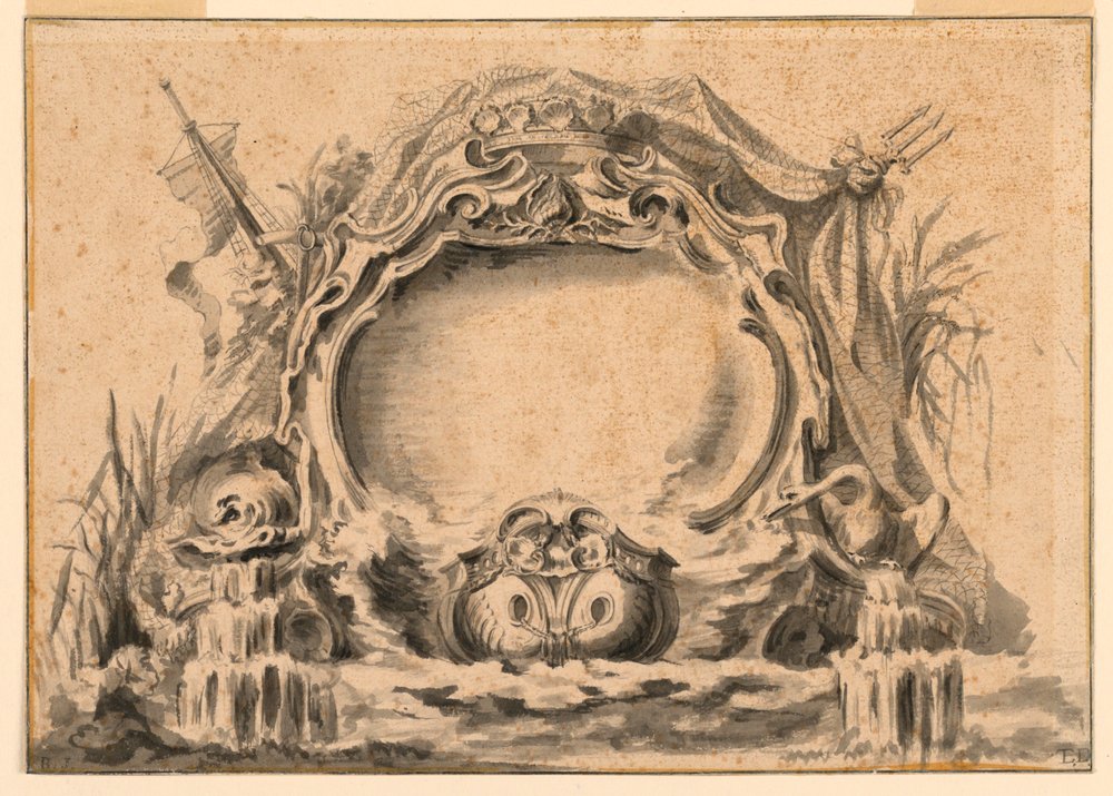 Copy of an Escutcheon in One of the Fetes Publications by Juste-Aurèle Meissonnier