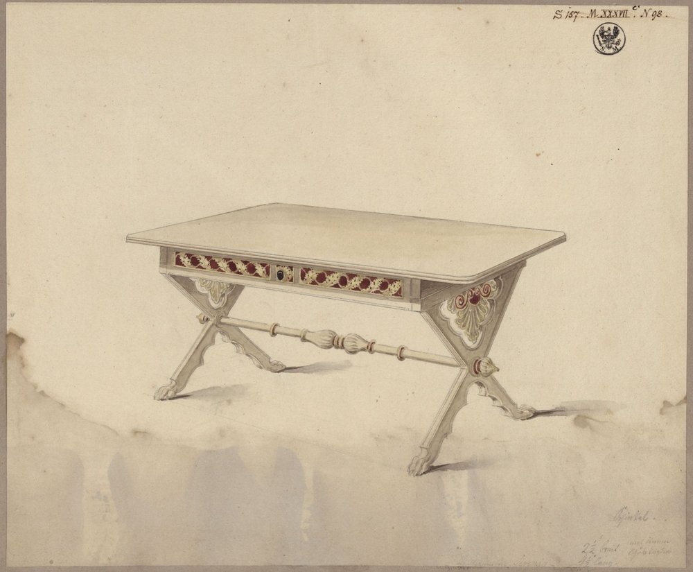 Potsdam. Babelsberg Palace (?). Design for a slanted table by Karl Friedrich Schinkel